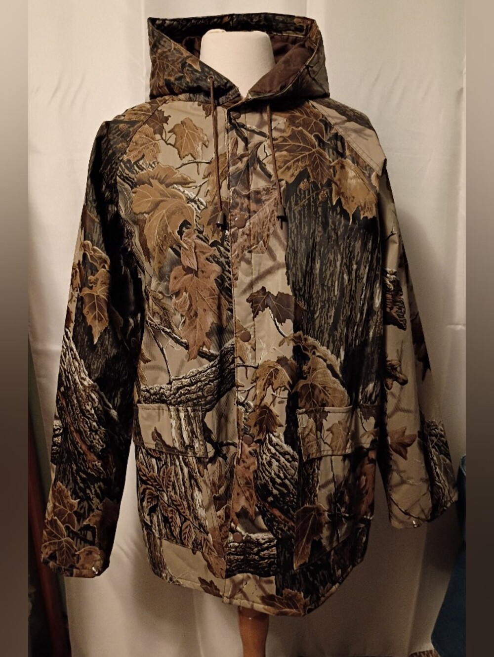 Stearns Dry Wear Hooded Realtree Camo Hunting Jacket Tree Bark Waterproof NWOT